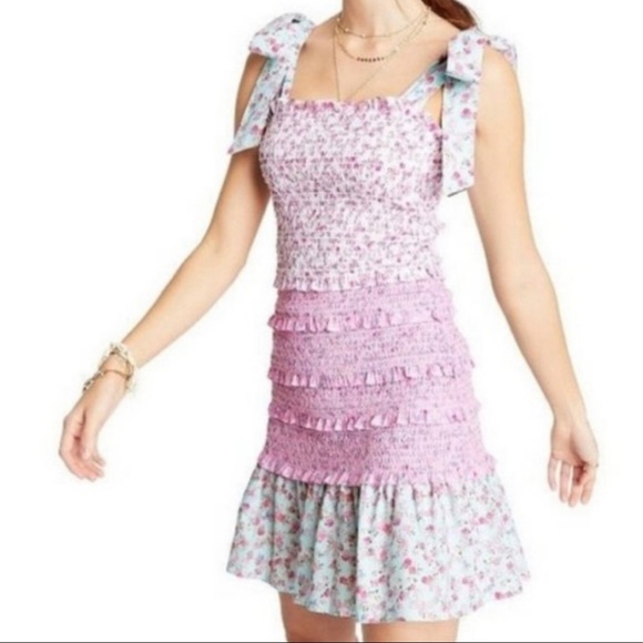 ✨💫💕 LoveShackFancy Adeline Mixed Floral Print Smocked Ruffle Mini Dress 💕💫✨ - Picture 16 of 16